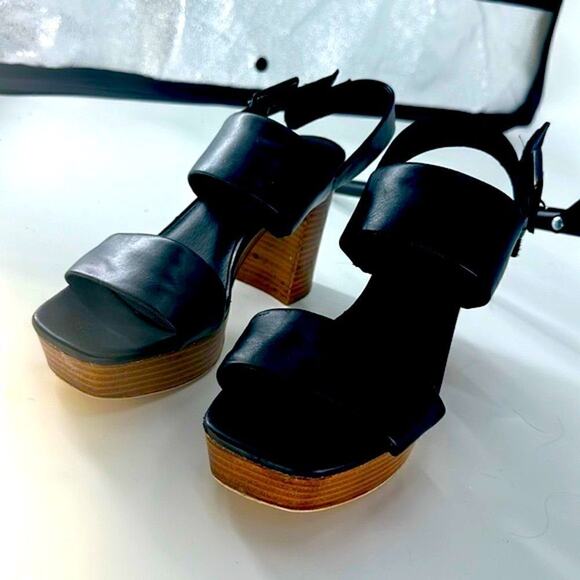 JEFFREY CAMPBELL Ammaly Black Slingback Platform Block Heel Sandal
 sz 9 - Picture 5 of 12